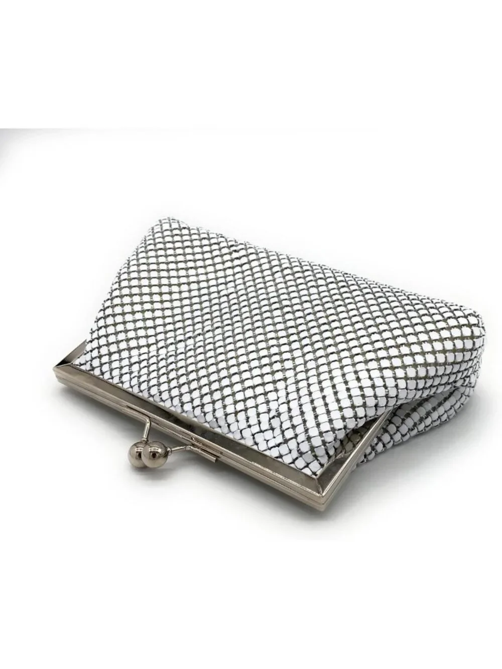 Vintage Metal Mesh Clutch Purse – Retro Mini Evening Bag with Chain Strap for